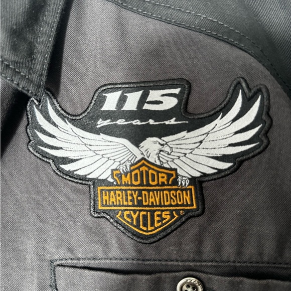 Harley Davidson 115th Year Button Vented Shirt Garage Motorcycle Shop XL - Picture 3 of 14